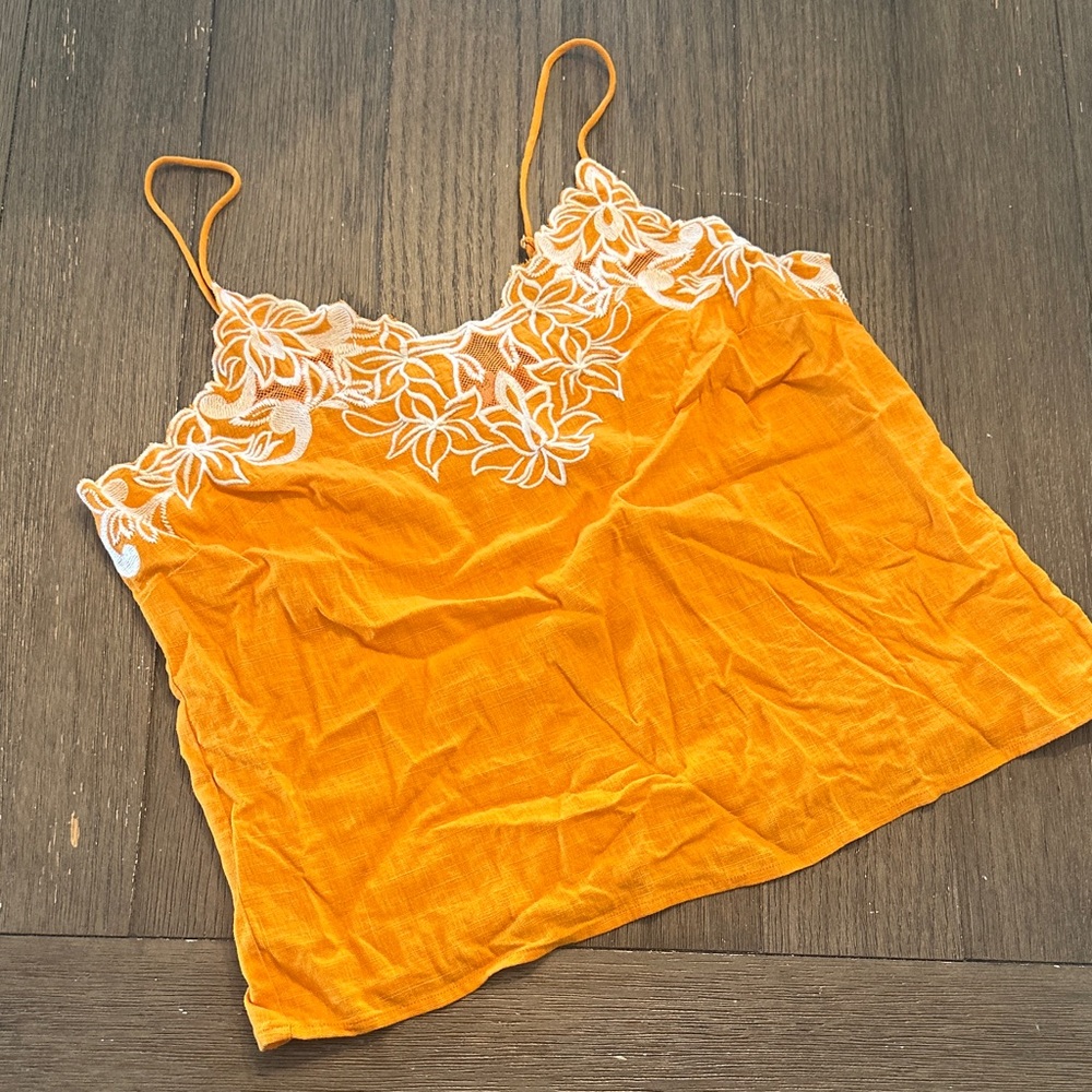 Express Orange Camisole with White Floral Detail